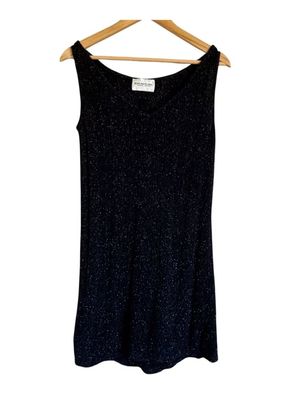 Emanuel Ungaro Black Sparkle Vintage Fuzzy Sparkle Mini Dress Knit Size Medium M